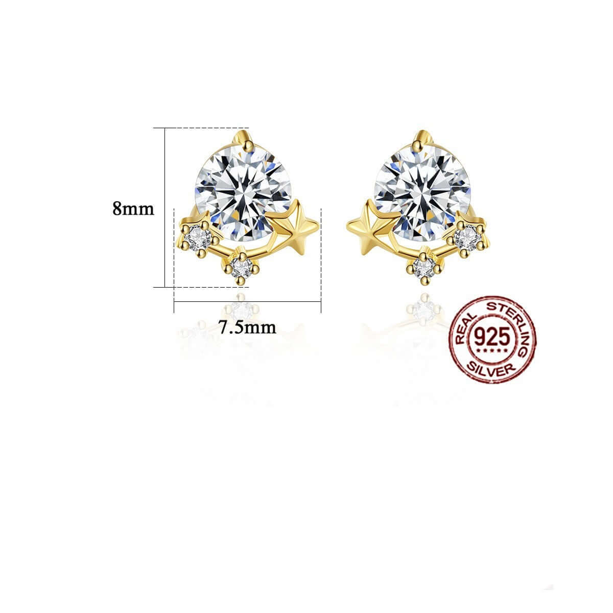 Simple 925 Silver Inlaid Crystal Zircon Stud Earrings