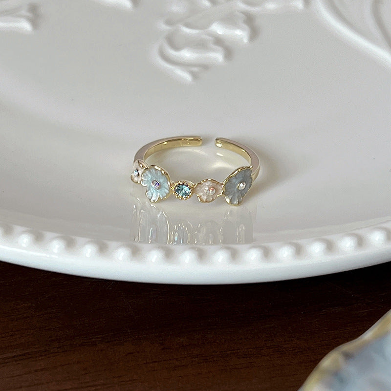 Niche Fritillary Enamel Blue Dripping Ring