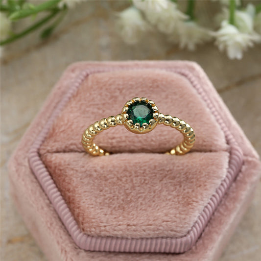 Simple Solitaire Zircon Dot Gold Plated  One Size Ring