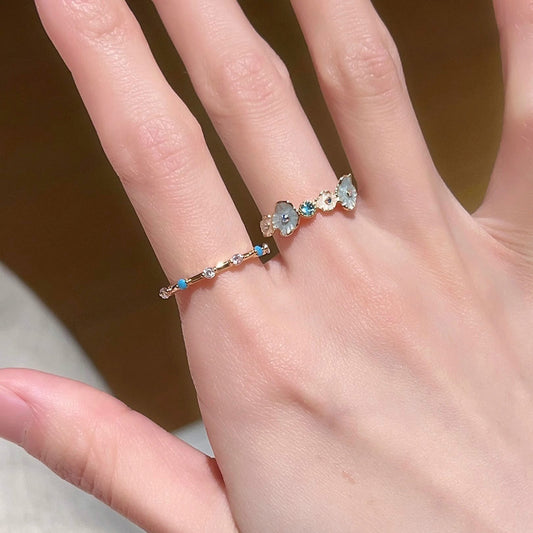Niche Fritillary Enamel Blue Dripping Ring