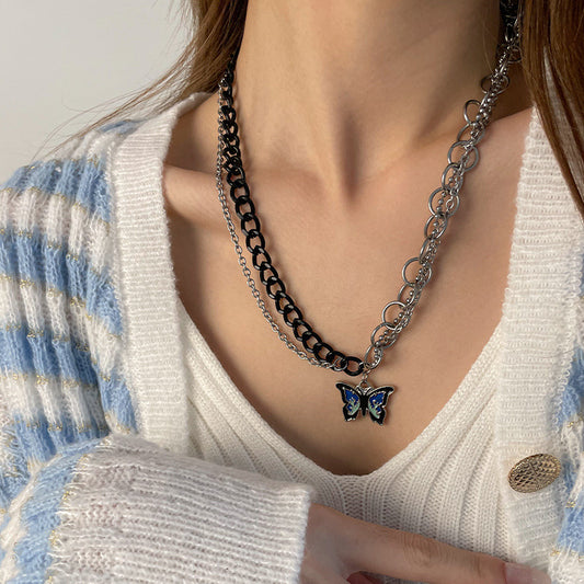 Special-interest Design Blue Flame Butterfly Necklace