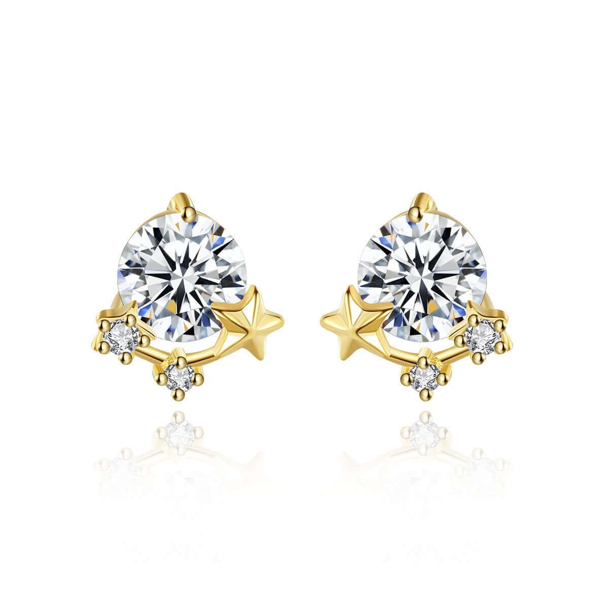 Simple 925 Silver Inlaid Crystal Zircon Stud Earrings