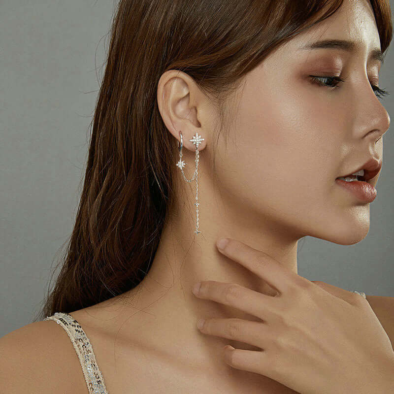 Shining Star Stud Popular Fashion Women's Zircon Earrings