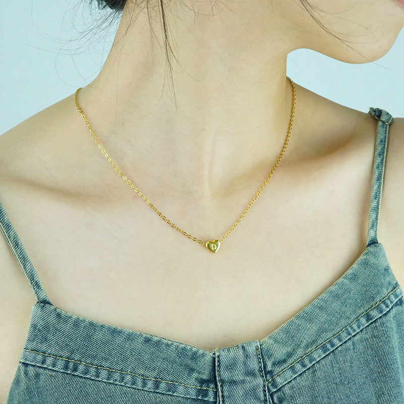 Love Letter Necklace Women Stainless Steel Heart-shaped Niche Clavicle Chain Fashion Necklace