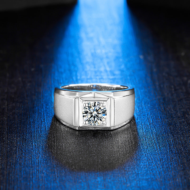 Fashion Simple Solitaire Moissanite Men's Ring
