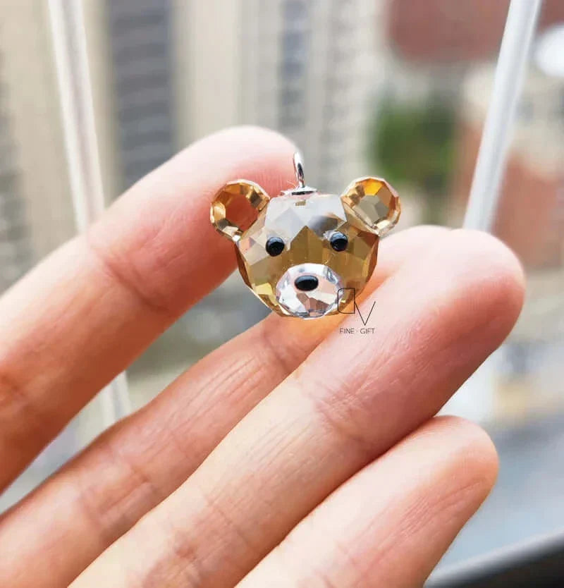 925 Sterling Silver Bear Pendant Necklace with Fine Crystal – Cute Jewelry for Girls and Children