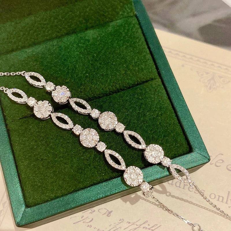 Aazuo Real 18K Pure Solid White Gold Real Diamonds 1.0ct Fairy Tennis Bracelet Gifted For Woman Upscale Trendy  Engagement Party