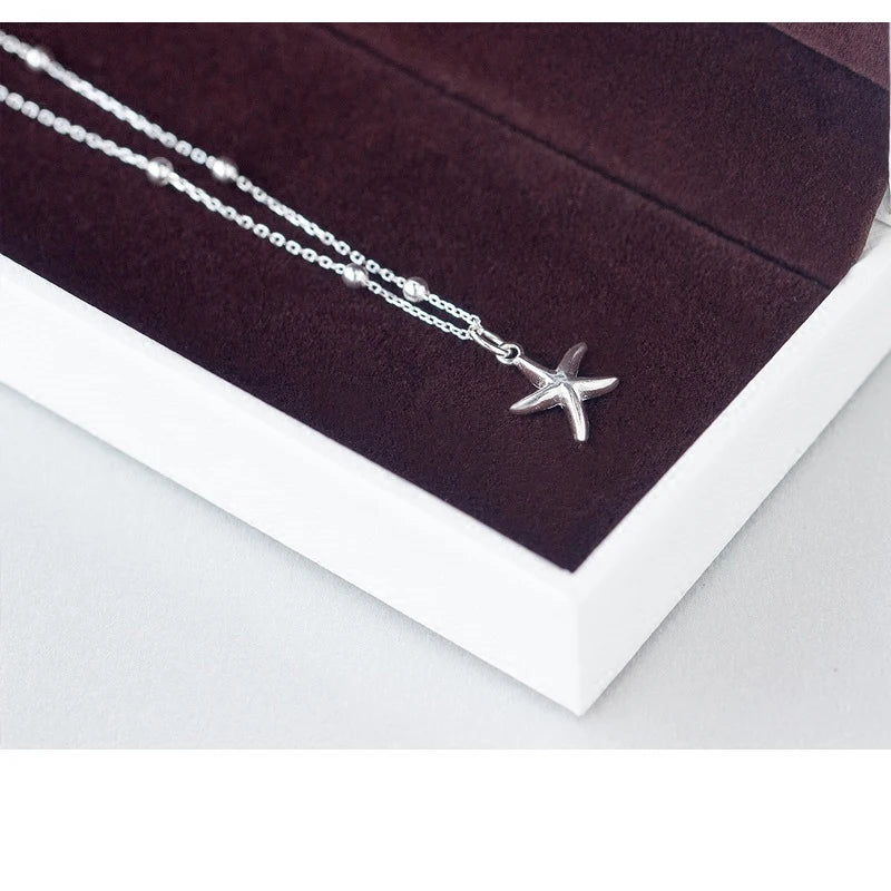 Modian Hot Sale Starfish Light Beads Anklet Chain For Women Real 925 Sterling Silver Leg