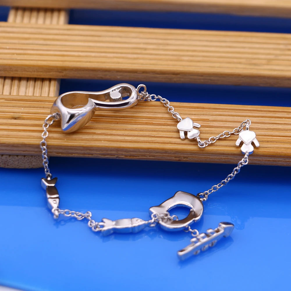 Sweet Cool High Heels Cute Cat Foot Jewelry 925 Sterling Silver Anklets For Women Girl New Trend Leg Chain