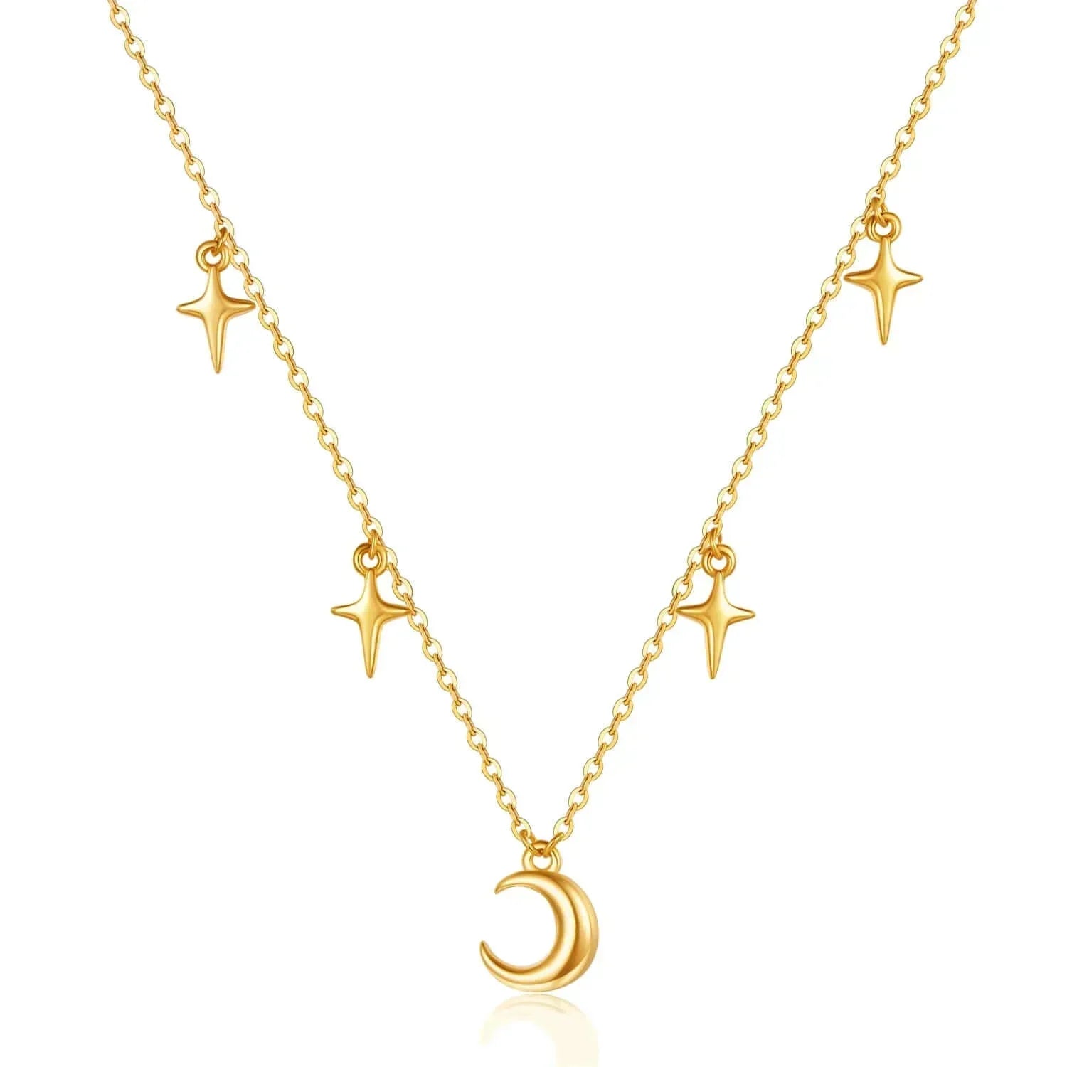 925 Sterling Silver Evil Eye Moon Necklace for Women 