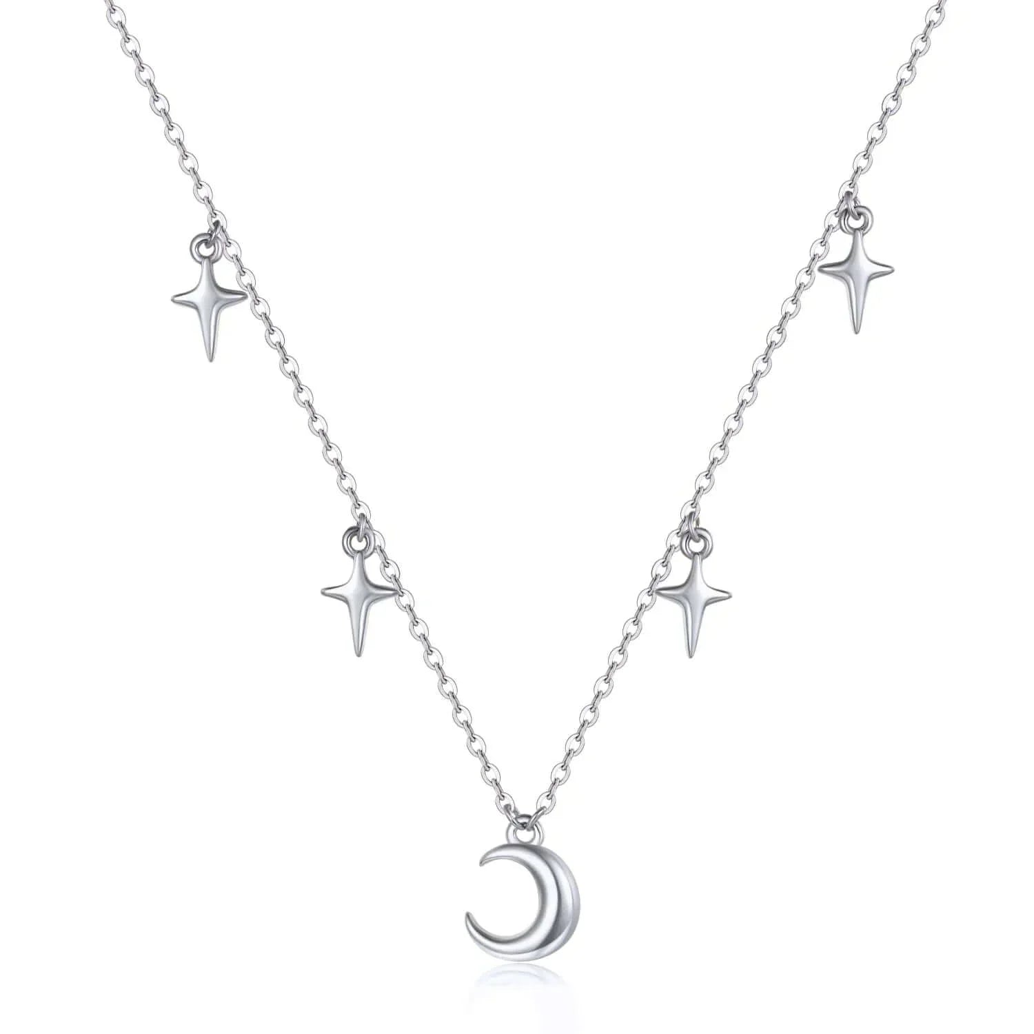925 Sterling Silver Evil Eye Moon Necklace for Women