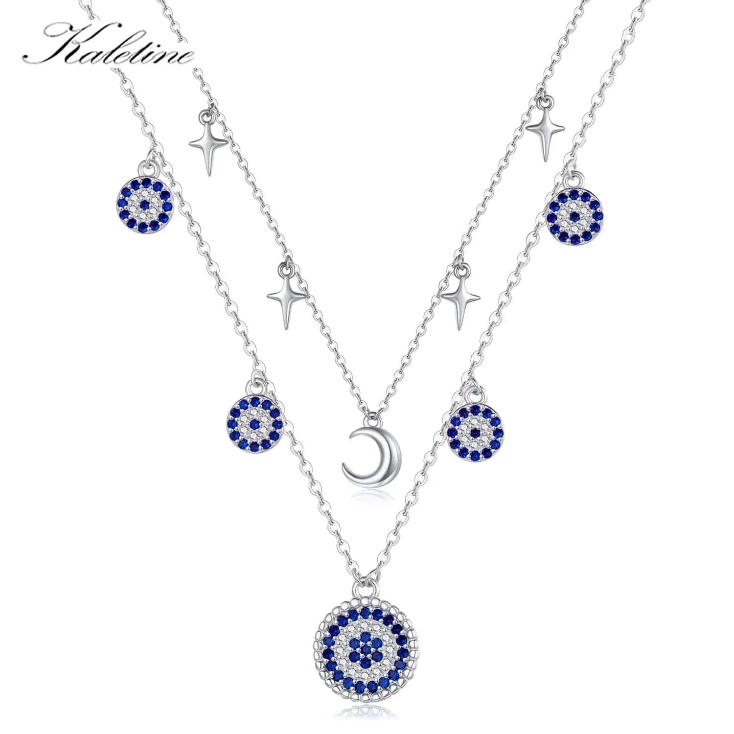 925 Sterling Silver Evil Eye Moon Necklace for Women