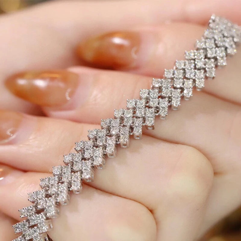 Aazuo Fine Jewerly 18K White Gold Real Diamonds 6.0ct Luxury Lady Bracelet Gift For Women Senior Banquet Advanced banquet Party