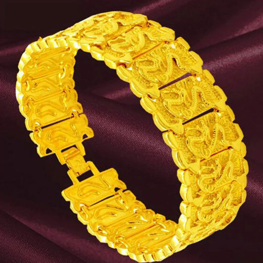 Not Fade Fashion 18k Gold Bracelet for Men Women Wedding Engagement Jewelry Luxury Widen Watch Chain Bracelet Fine Jewelry Gifts