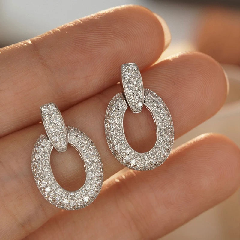 Aazuo 18K Fine Jewelry White Gold Real Diamond 1.3ct Luxury Original Stud Earring Gift For Women Engagement Dinner Party Au750