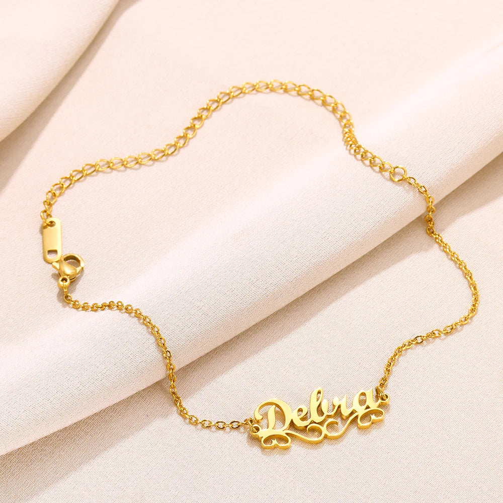 Personalized Custom Name Anklet For Women Summer Jewelry Stainless Steel Leg Chain Nameplate Anklet Best Friend Gifts