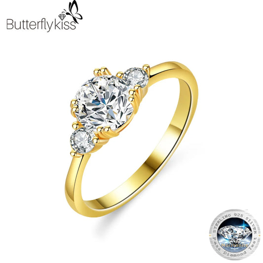 Butterflykiss Moissanite Ring 14K Gold Plated Rings For Women 1.2CT Engagement Partyjewelry 2023 New Trends With GRA Certificate
