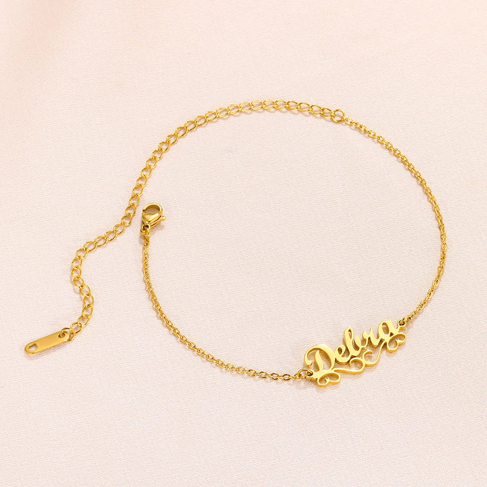Personalized Custom Name Anklet For Women Summer Jewelry Stainless Steel Leg Chain Nameplate Anklet Best Friend Gifts