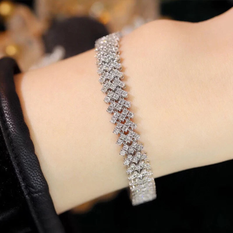 Aazuo Fine Jewerly 18K White Gold Real Diamonds 6.0ct Luxury Lady Bracelet Gift For Women Senior Banquet Advanced banquet Party