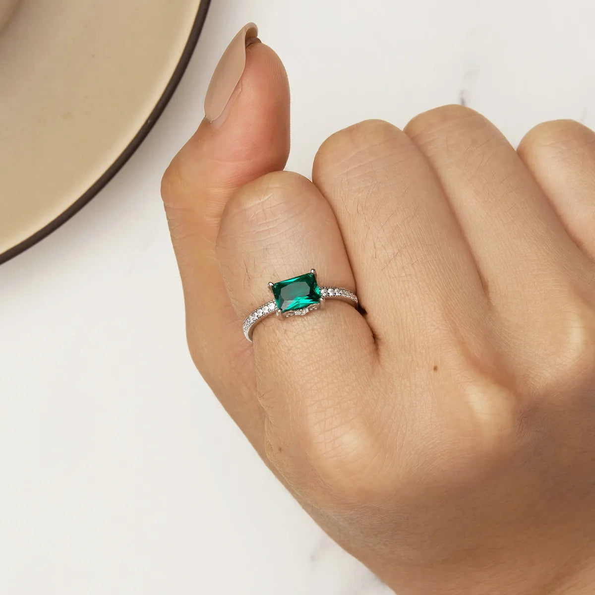 WOSTU 925 Stelring Silver Purple Red Green AAA Zircon Wedding Rings For Women Delicate Bride Engagement Oval Square Party Ring