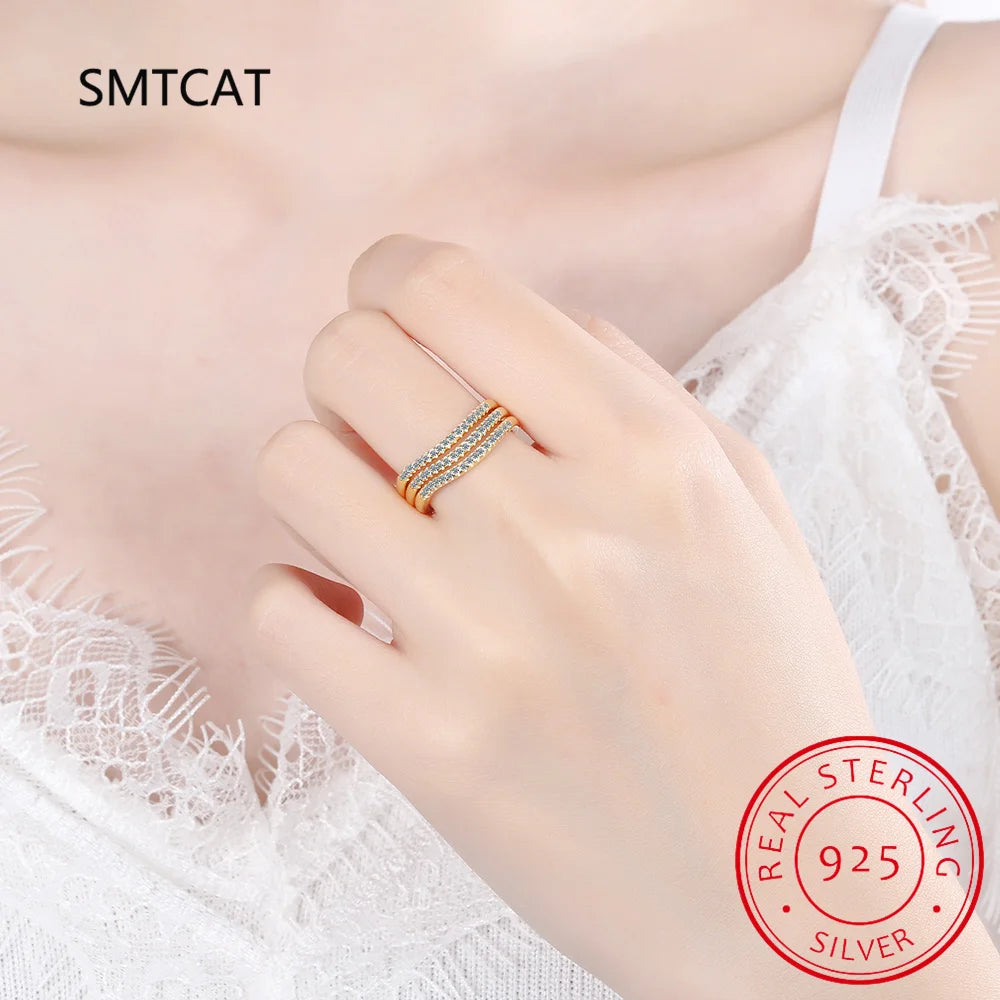Test Passed Moissanite Ring Matching Wedding Diamond Band for Women 925 Sterling Silver Female Crown Single Tail Ring