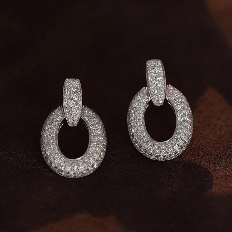 Aazuo 18K Fine Jewelry White Gold Real Diamond 1.3ct Luxury Original Stud Earring Gift For Women Engagement Dinner Party Au750