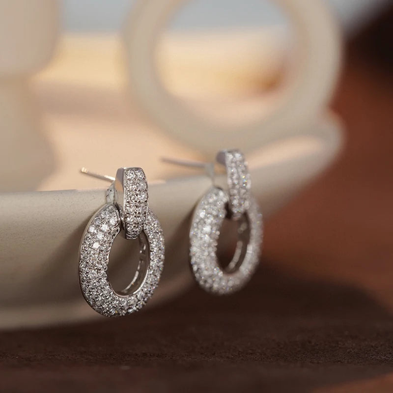 Aazuo 18K Fine Jewelry White Gold Real Diamond 1.3ct Luxury Original Stud Earring Gift For Women Engagement Dinner Party Au750