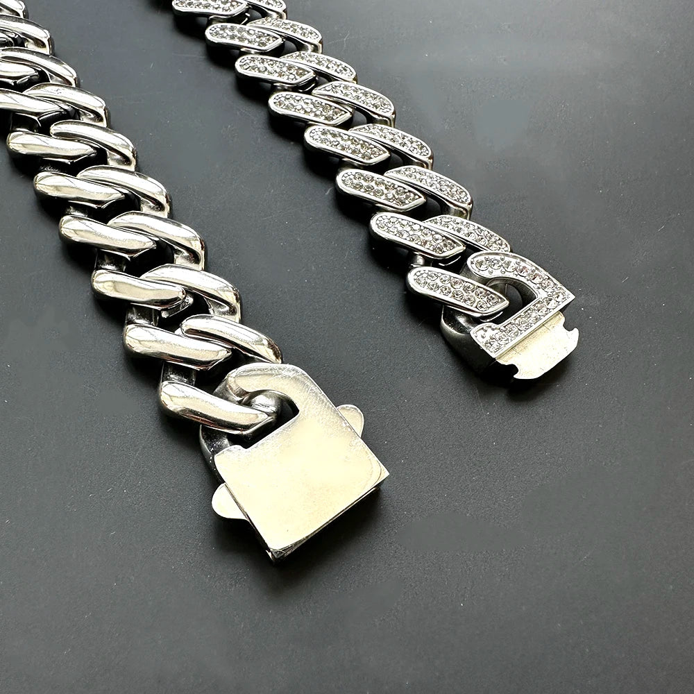 NO FADE 19mm 316L Stainless Steel Cuban Chain Necklace
