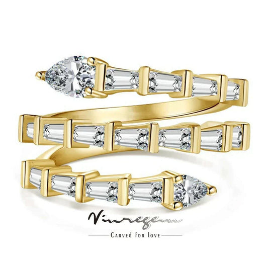 Vinregem 5x7mm Pear Cut Sapphire Screw Ring – 18K Gold Plated Silver