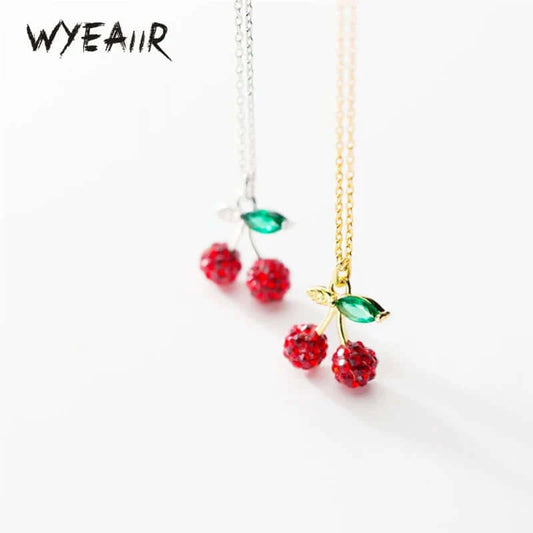 WYEAIIR 925 Sterling Silver Red Diamond Lovely Mini Cherry Fresh