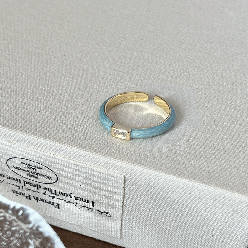 Niche Fritillary Enamel Blue Dripping Ring