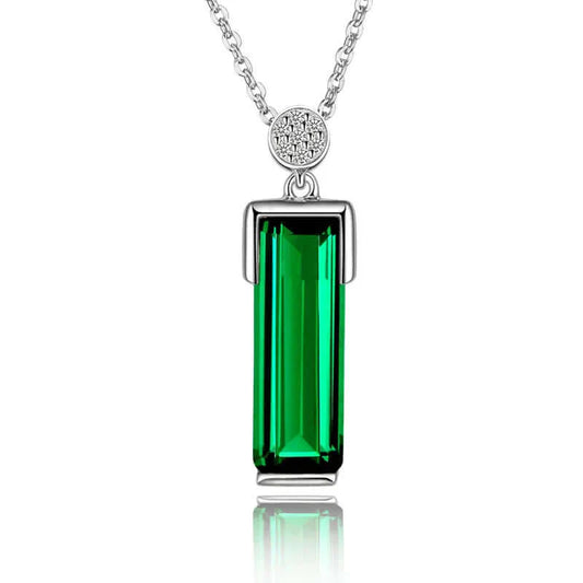 925 Sterling Silver Emerald Pendant Necklace for Women